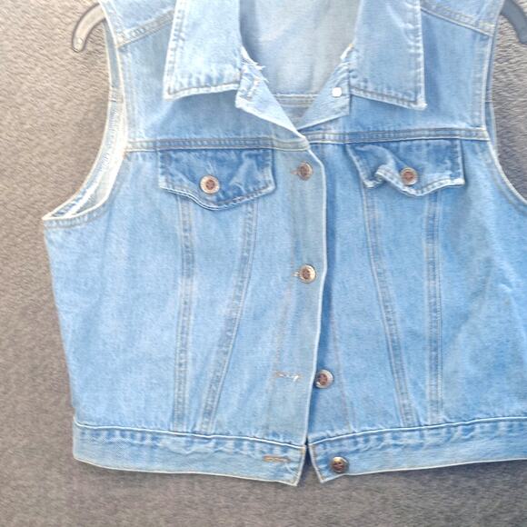 Faded Glory Women’s Denim Vest Large Button Front Classic Blue Jean - Picture 4 of 5